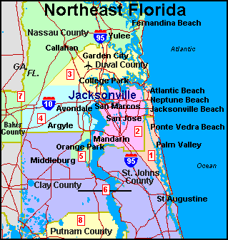 Jacksonville Florida area Map